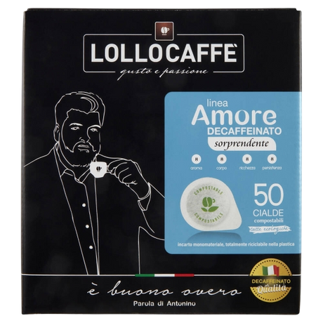 LOLLO COFFEE PODS ESE 44 MM DECAFFEINATED AMORE DEK X50 (1 in a box)