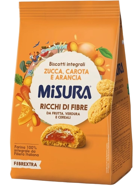 MISURA FIBRE EXTRA BISCOTTI FILLED PUMPKIN CARROT ORANGE 260 GR (8 in a box)