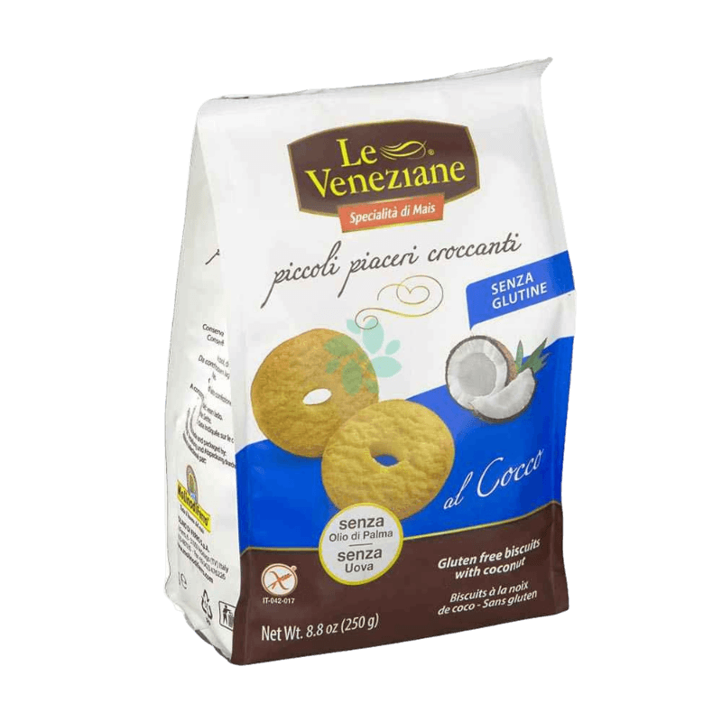 LE VENEZIANE BISCUITS SHORTBREAD COCONUT GLUTEN FREE 250 GR (9 in a box)