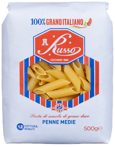 RUSSO PASTA DI SEMOLA PENNE MEDIE 500 GR (20 in a box)