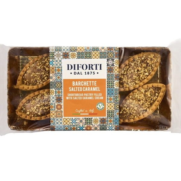 DIFORTI DESSERT BARCHETTE FILLED SALTED CARAMEL 150 GR (6 in a box)