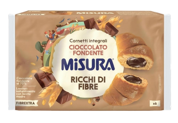 MISURA FIBRE EXTRA CORNETTI WHOLEMEAL DARK CHOCOLATE X6 300 GR (8 in a box)
