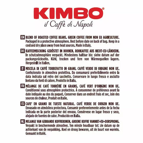 KIMBO COFFEE BEANS ESPRESSO NAPOLI 250 GR (12 in a box)