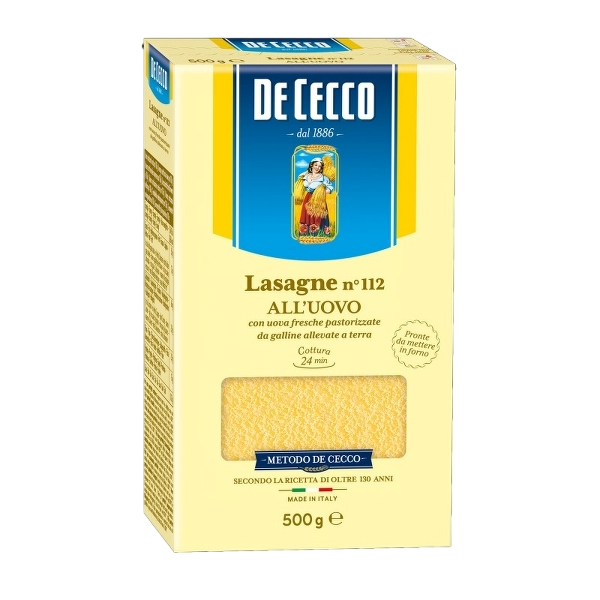DE CECCO PASTA ALL'UOVO LASAGNE N.112 500 GR (12 in a box)