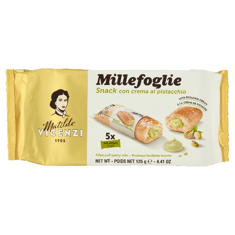VICENZI MILLEFOGLIE D'ITALIA CREAM PISTACHIO X5 125 GR (16 in a box)