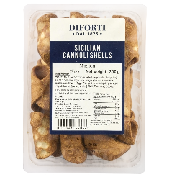 DIFORTI DESSERT CANNOLI SICILIANI MIGNON 250 GR (12 IN A BOX)