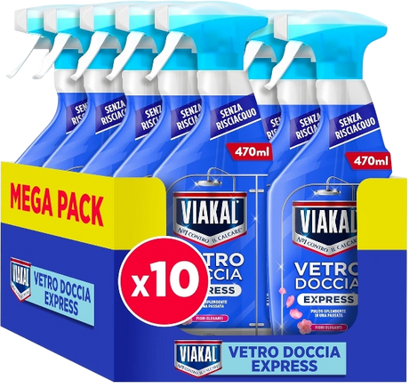 VIAKAL DEGREASER DESCALER EXPRESS SHOWER GLASS ELEGANT FLOWERS SPRAY 470 ML (10 in a box)