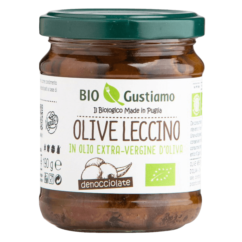 BIO GUSTIAMO OLIVES LECCINO IN EVO OIL 200 GR (5 in a box)
