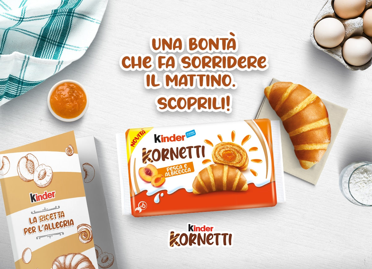 KINDER CROISSANT KORNETTI PEACH AND APRICOT X6 252 GR (12 in a box)