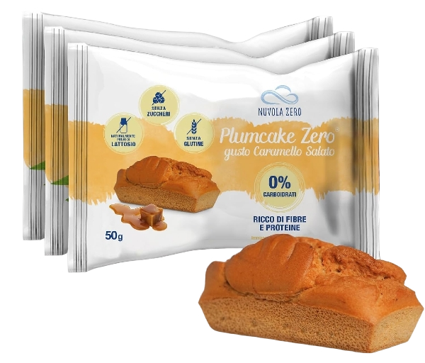 NUVOLA ZERO PLUMCAKE SALTED CARAMEL 0% CARBS GLUTEN FREE 50 GR (10 in a box)