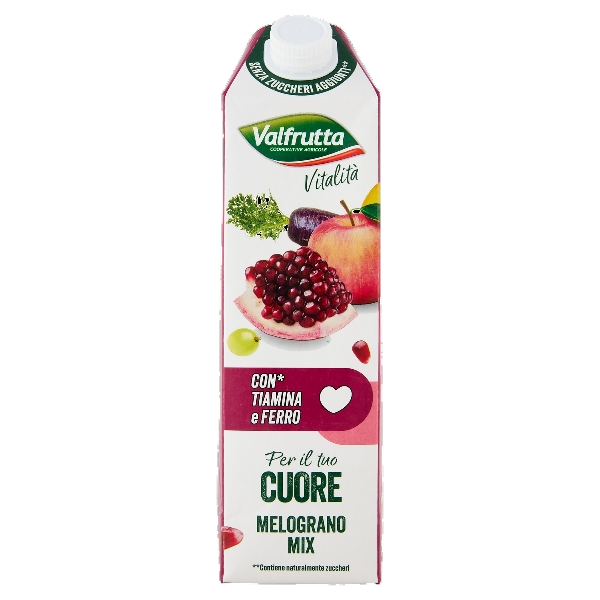 VALFRUTTA FRUIT JUICE ZERO CUORE POMEGRANATE MIX BRICK 1 LT (6 in a box)