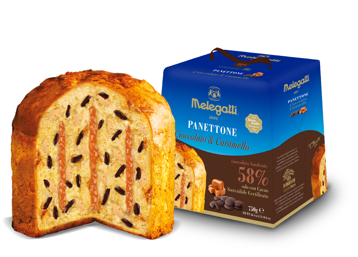 MELEGATTI PANETTONE CHOCOLATE & CARAMEL 750 GR (12 in a box)