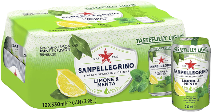 SAN PELLEGRINO LEMON AND MINT CANS GB 330 ML (12 in a box)