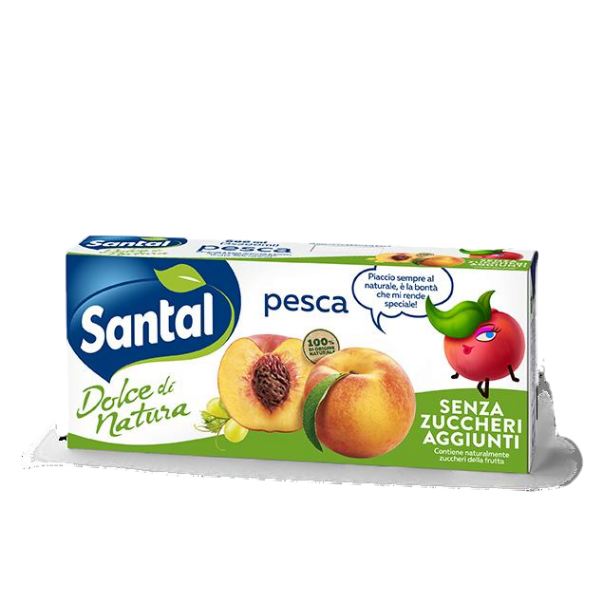 SANTAL DOLCE NATURA SUGAR FREE FRUIT JUICE MINI PEACH BRICK 200 ML X3 (8 IN A BOX)
