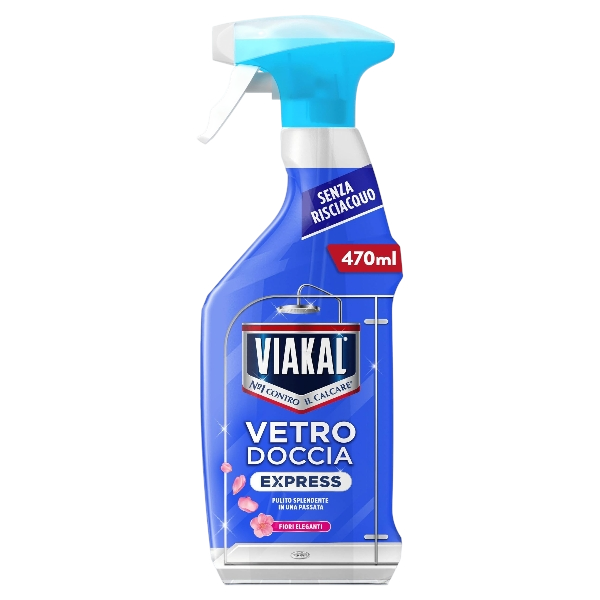 VIAKAL DEGREASER DESCALER EXPRESS SHOWER GLASS ELEGANT FLOWERS SPRAY 470 ML (10 in a box)