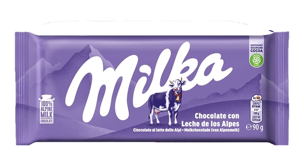 MILKA CHOCOLATE BAR MILK 90 GR (25 in a box)