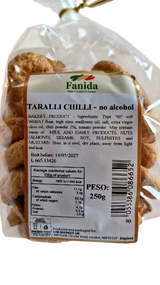 FANIDA TARALLI CHILI PEPPER WITH EXTRA VIRGIN OLIVE OIL NO ALCOHOL 250 GR (16 in a box)