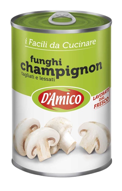 D'AMICO MUSHROOMS CHAMPIGNONS CUTS IN BRINE 400 GR (24 in a box)