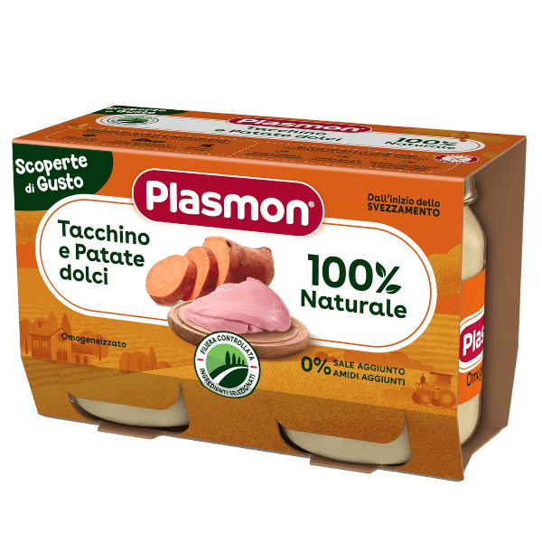 PLASMON HOMOGENIZED MEAT TURKEY SWEEETS POTATOES 120 GR X2 (12 in a box)