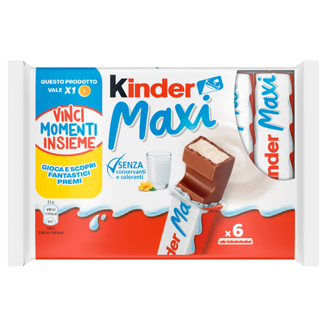 KINDER SNACK BARS MAXI CHOCOLATE T.6 126 GR (20 in a box)