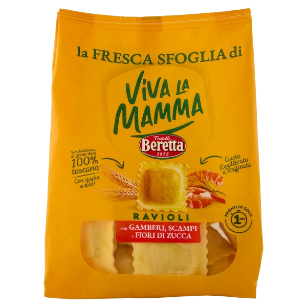 VIVA LA MAMMA STUFFED PASTA RAVIOLI SHRIMP, SCAMPI AND PUMPKIN 200 GR (6 in a box)