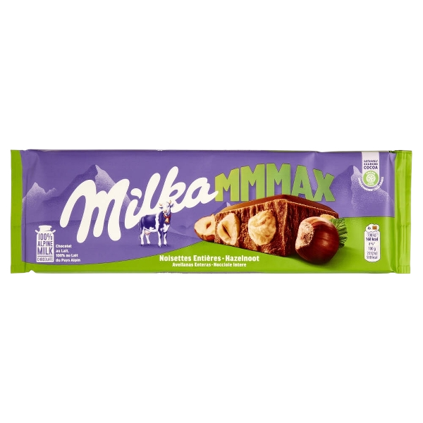 MILKA CHOCOLATE BAR MILK MMMAX WHOLE HAZELNUTS 250 GR (14 in a box)