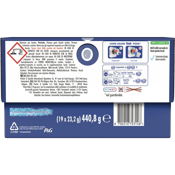 DASH LAUNDRY DETERGENT POWER PODS ORO AND VANILLA FLOWERS 19 WASHES (4 in a box)