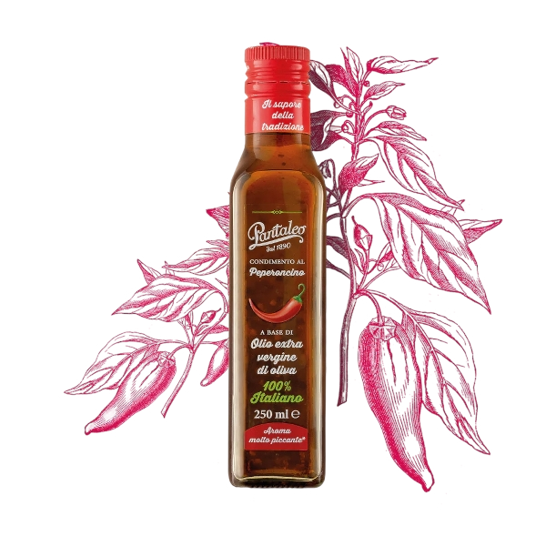 PANTALEO SEASONINGS CHILY PEPPER WITH EXTRA VIRGIN OLIVE OIL 250 ML (6 in a box)
