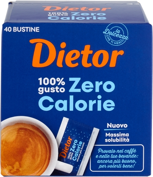 DIETOR SWEETNER POWDER PACKETS 100% GUSTO ZERO CALORIE X40 32 GR (24 in a box)