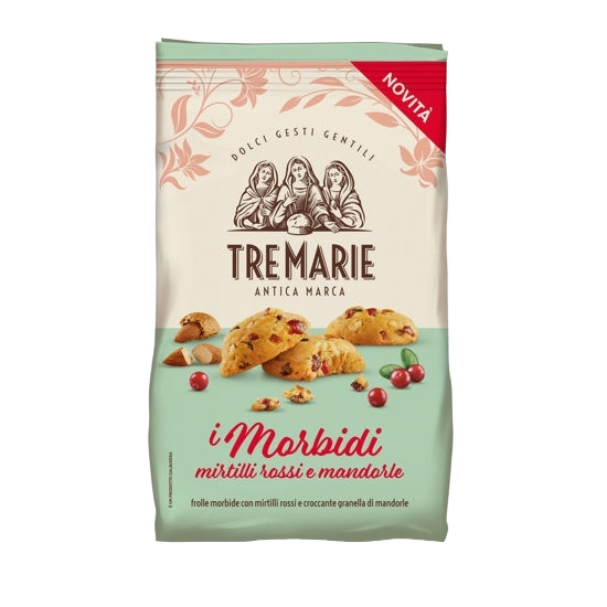 TRE MARIE BISCOTTI MORBIDI CRANBERRIES & ALMONDS 300 GR (10 in a box)