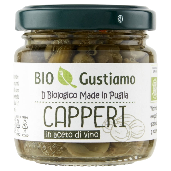 BIO GUSTIAMO CAPERS IN VINEGAR 100 GR (6 in a box)