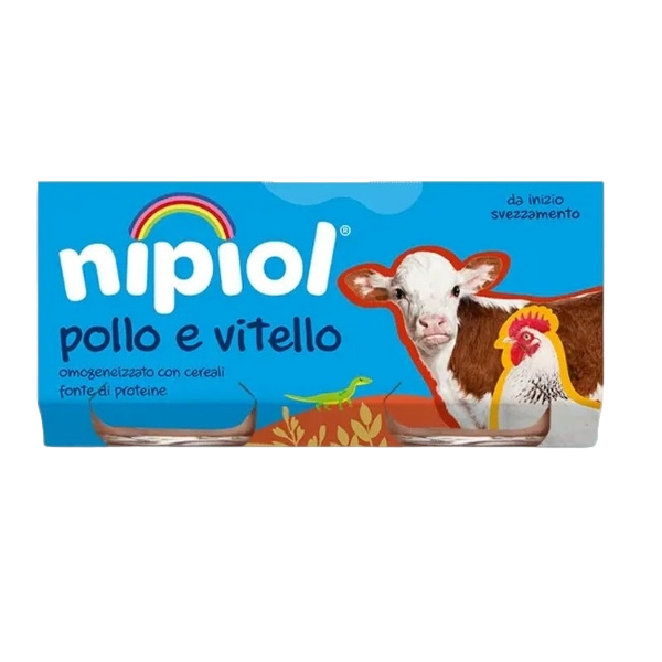 NIPIOL HOMOGENIZED MEAT CHICKEN AND VEAL 80 GR X2 (12 in a box)