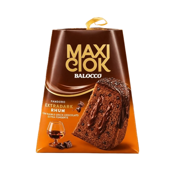 BALOCCO PANDORO MAXICIOK EXTRADARK RUM 800 GR (12 in a box) - ALCOHOLIC