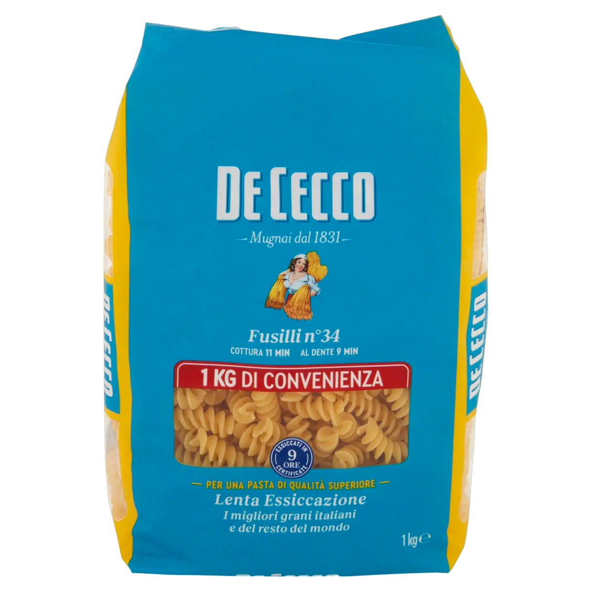 DE CECCO PASTA DI SEMOLA FUSILLI N.34 1 KG (12 in a box)