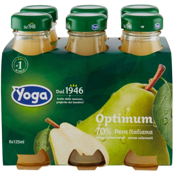 YOGA OPTIMUM FRUIT JUICE PEAR GLASS 125 ML X6 (8 in a box)