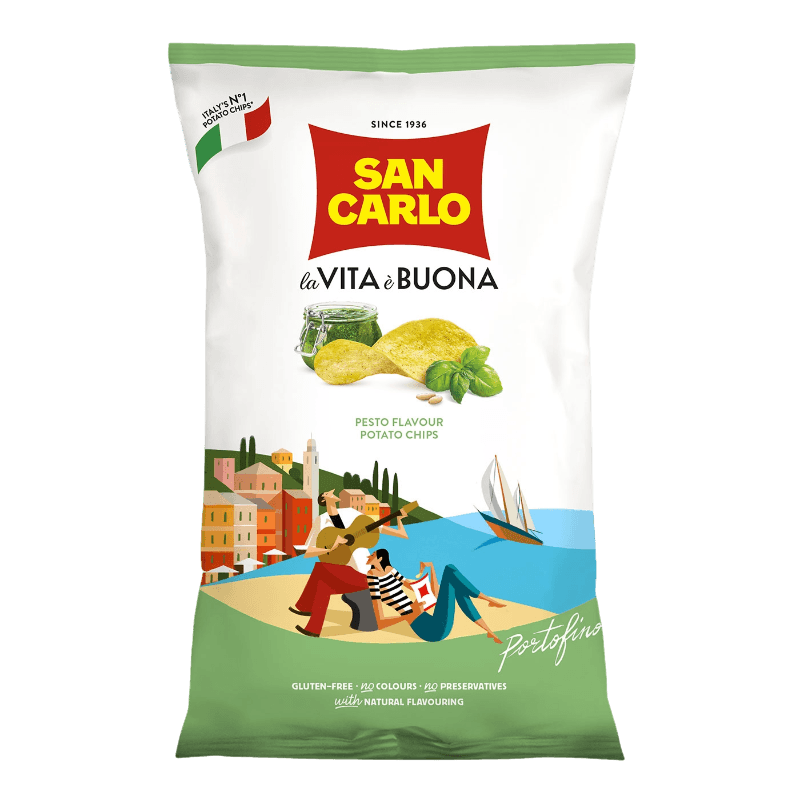 SAN CARLO CRISPS PIU' GUSTO PESTO 50 GR (20 in a box)