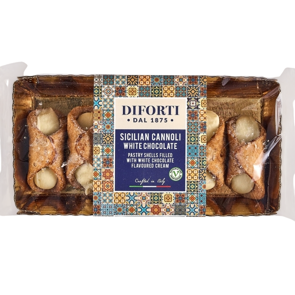 DIFORTI DESSERT CANNOLI FILLED WHITE CHOCOLATE 150 GR (6 in a box)