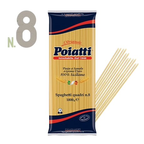 POIATTI PASTA DI SEMOLA SPAGHETTI QUADRI N.8 1 KG (12 in a box)