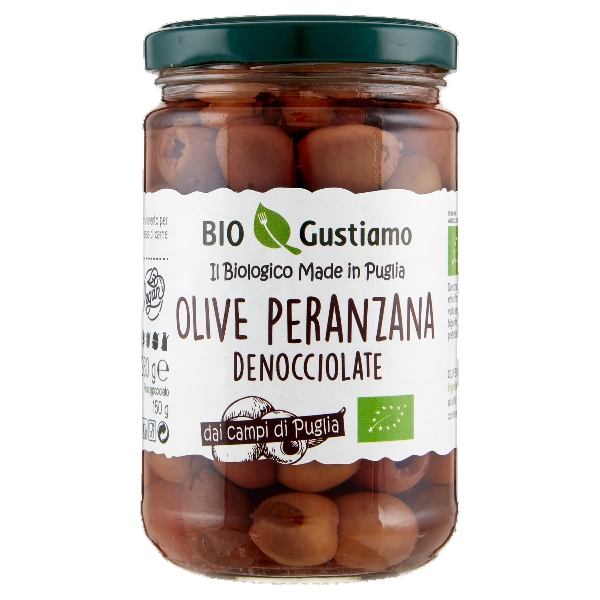 BIO GUSTIAMO OLIVES PITTED BLACK PERANZANA IN VINEGAR 280 GR (5 in a box)