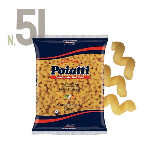 POIATTI PASTA DI SEMOLA TORTIGLIONI N.51 1 KG (12 in a box)