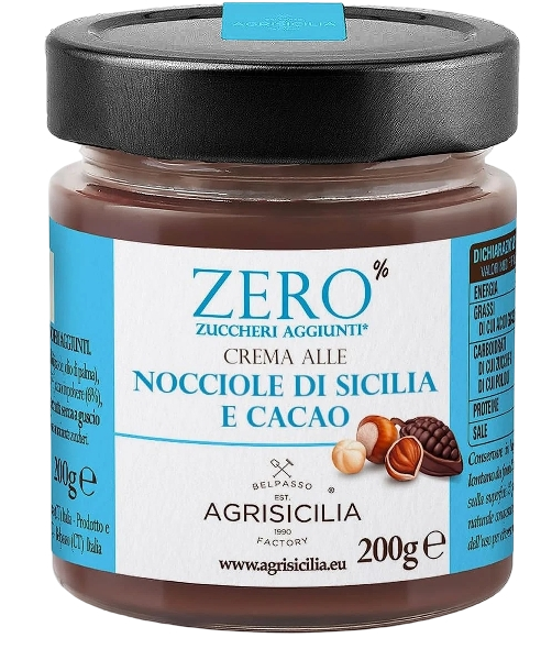 AGRISICILIA SPREAD ZERO CREAM HAZELNUT SICILIA 200 GR (6 in a box)
