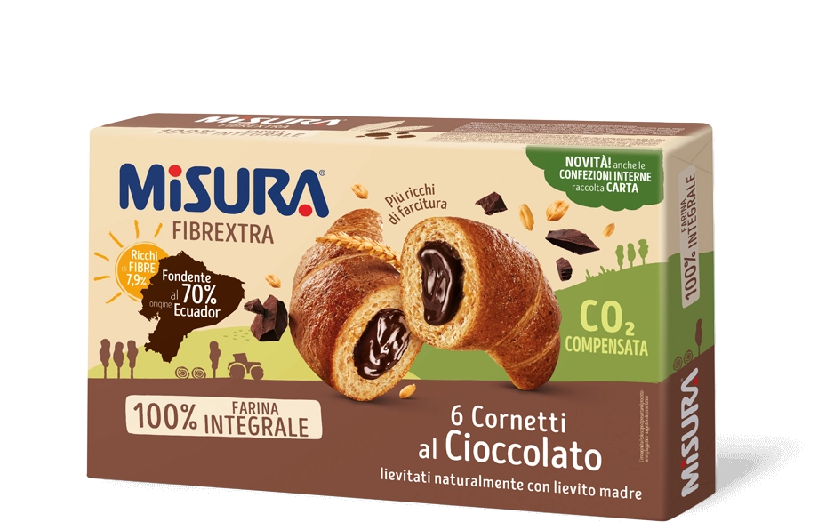 MISURA FIBRE EXTRA CORNETTI WHOLEMEAL CHOCOLATE X6 300 GR (8 in a box)