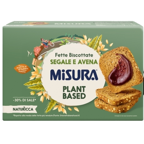 MISURA PLANT BASED BAKERY RUSKS FETTE BISCOTTATE RYE AND OATS X36 320 GR (12 in a box)