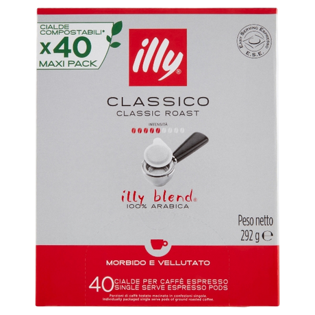 ILLY COFFEE PODS ESE 44 MM CLASSIC ROAST X40 292 GR (6 in a box)