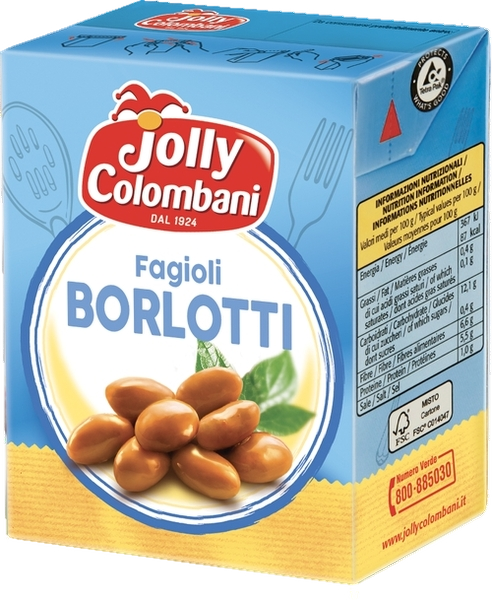 JOLLY COLOMBANI LEGUMES BEANS BORLOTTI IN BRINE BRICK 380 GR (16 in a box)