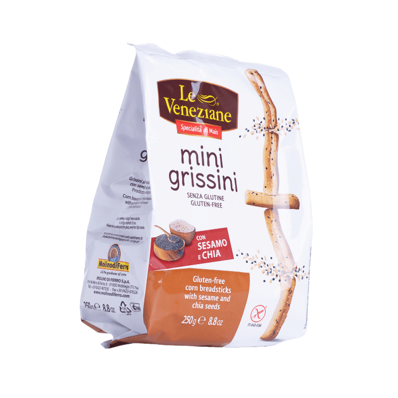 LE VENEZIANE BREADSTICKS MINI GRISSINI SESAME AND CHIA GLUTEN FREE 250 GR (8 in a box)