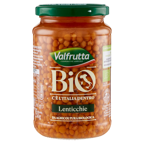 VALFRUTTA ORGANIC LEGUMES LENTILS IN BRINE 360 GR (12 in a box)