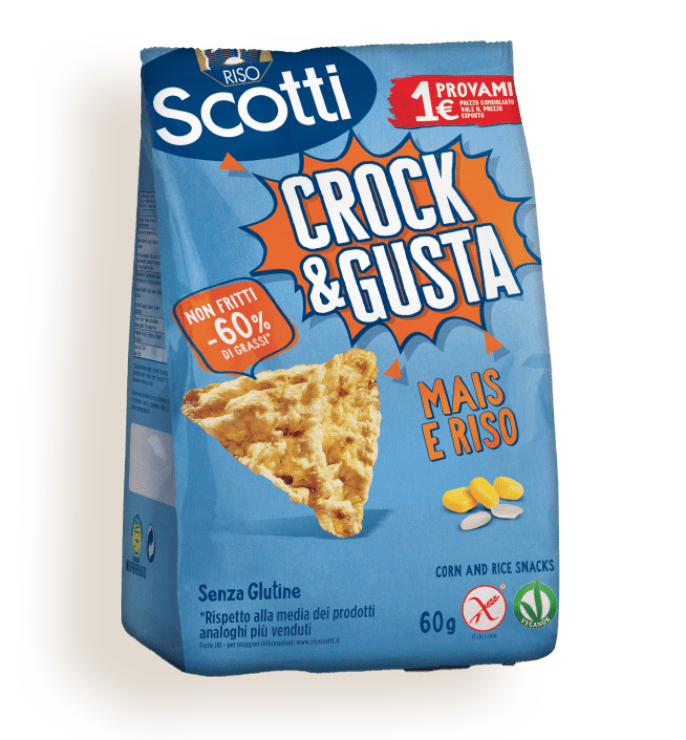 SCOTTI SNACK CROCK & GUSTA CORN AND RICE GLUTEN FREE 60 GR (12 in a box)