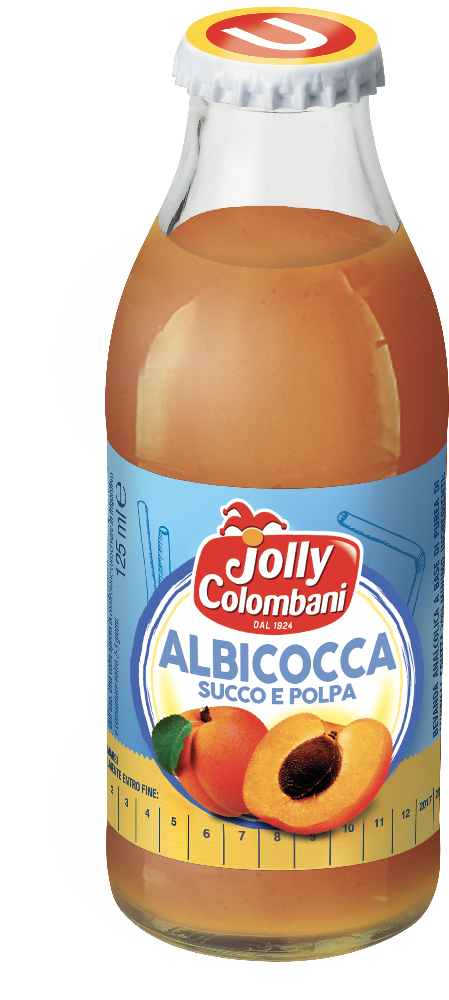 JOLLY COLOMBANI FRUIT JUICE APRICOT GLASS 125 ML X6 (8 IN A BOX)