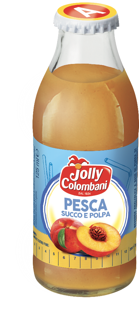 JOLLY COLOMBANI FRUIT JUICE PEACH GLASS 125 ML X6 (8 IN A BOX)